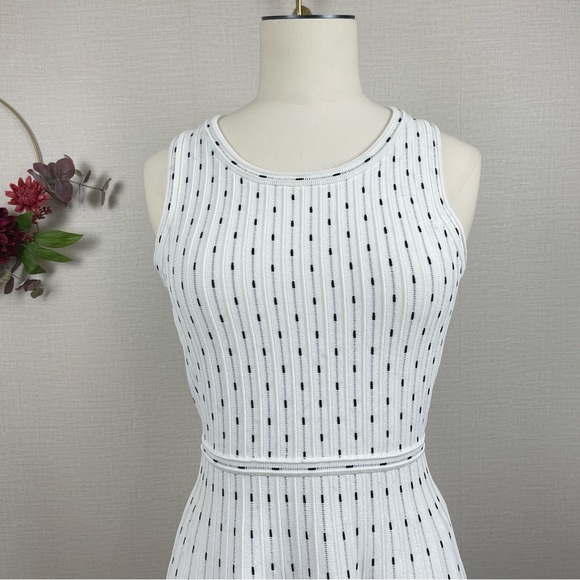 Milly Vertical Dot Flare Dress in Ivory & Black size P 0-2 - Picture 4 of 16